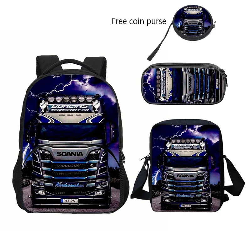 SCANIA เกมอะนิเมะเด็กกระเป๋าเป้สะพายหลังเด็กกระเป๋าดินสอเครื่องเขียนกล่องแล็ปท็อป mochila ของขวัญเด็กสามชิ้น