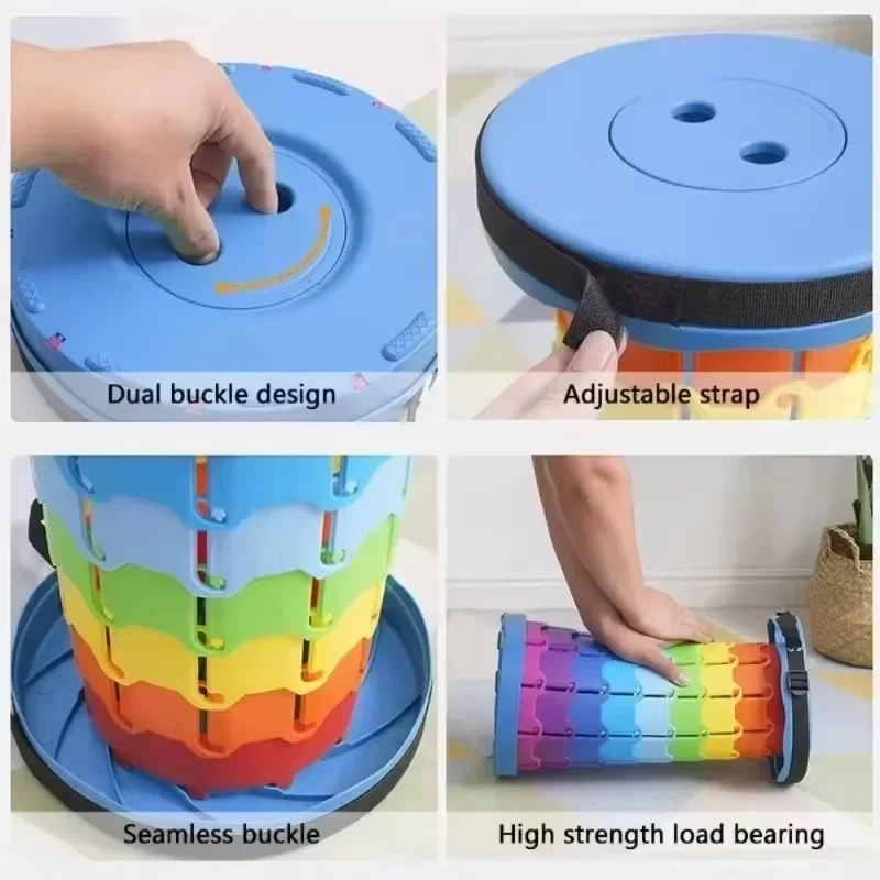 【Aggiornamento Addensare】 Sgabello telescopico pieghevole per esterni Sgabello Mazza da spiaggia per pesci Sedia in plastica portatile da campeggio Leggero regolabile