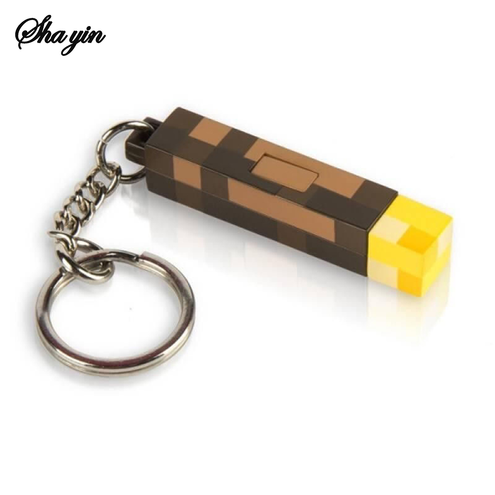 Mini Torch Keychain Rechargeable Light Torch Plastic Game Model Toys Backpack Decorative Pendant Holiday Party Gifts