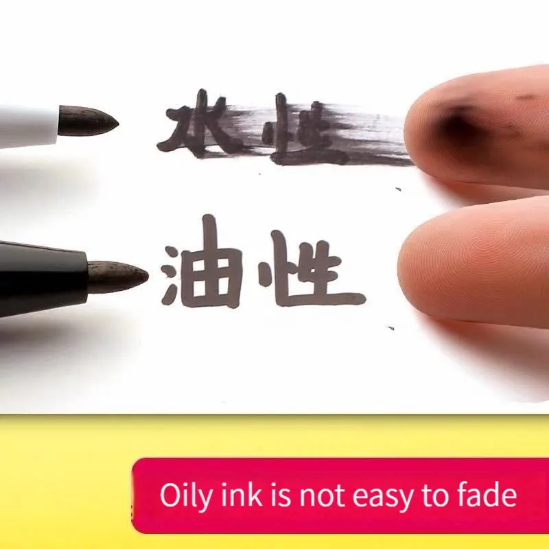 ปากกาเมจิกสองหัว 10 ด้าม หมึกดำ/น้ำเงิน สำหรับพลาสติก ไม้ หิน โลหะ แก้ว วาดเขียน ระบายสี ทำกราฟฟิตี ชุดอุปกรณ์ศิลปะ