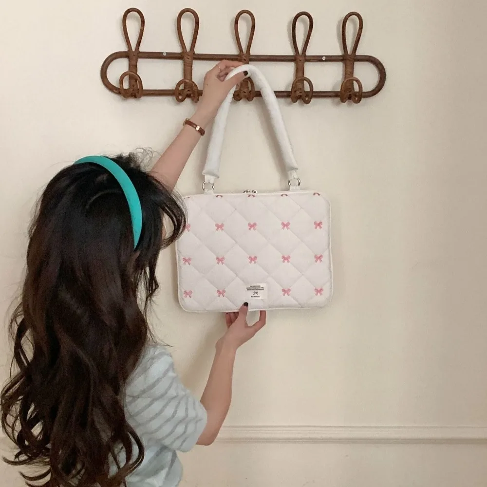 Embroidered Bow Business Briefcases File Folder Handbag Document Tote Bolsas Large Capacity Shoulder Bag Laptop Sleeve Case Bag