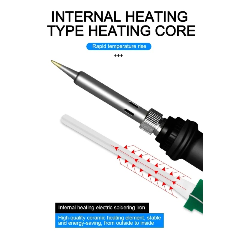 1/5/6pcs 60W 220V EU Adjustable Temperature Electric Soldering Iron Welding Iron Rework Station Heat Pen Tips DIY Repair Tool