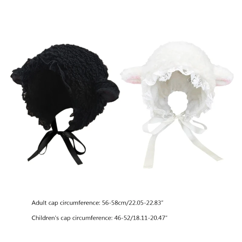 Sombreros de disfraz esponjosos, regalo de Navidad, sombrero de cubo de Cosplay de cordero suave y cálido al aire libre, Invierno