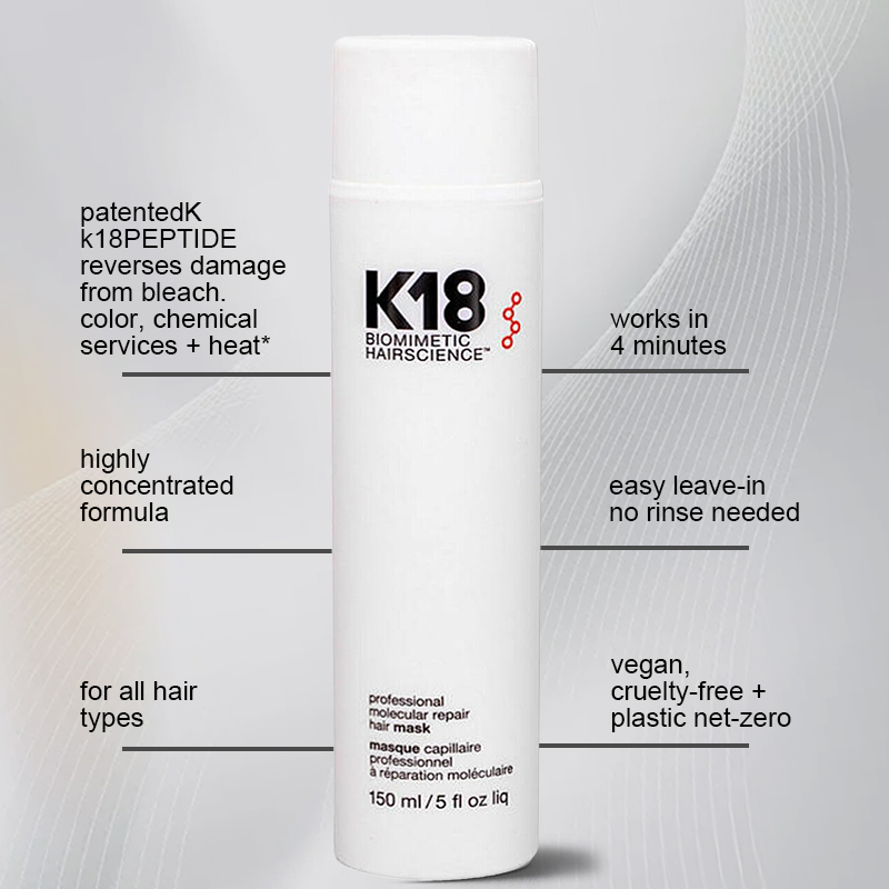Mascarilla para el cabello Molecular sin enjuague K18, reparación Original, cabello Molecular dañado, tratamiento seco y rizado, hidratante, 150ml