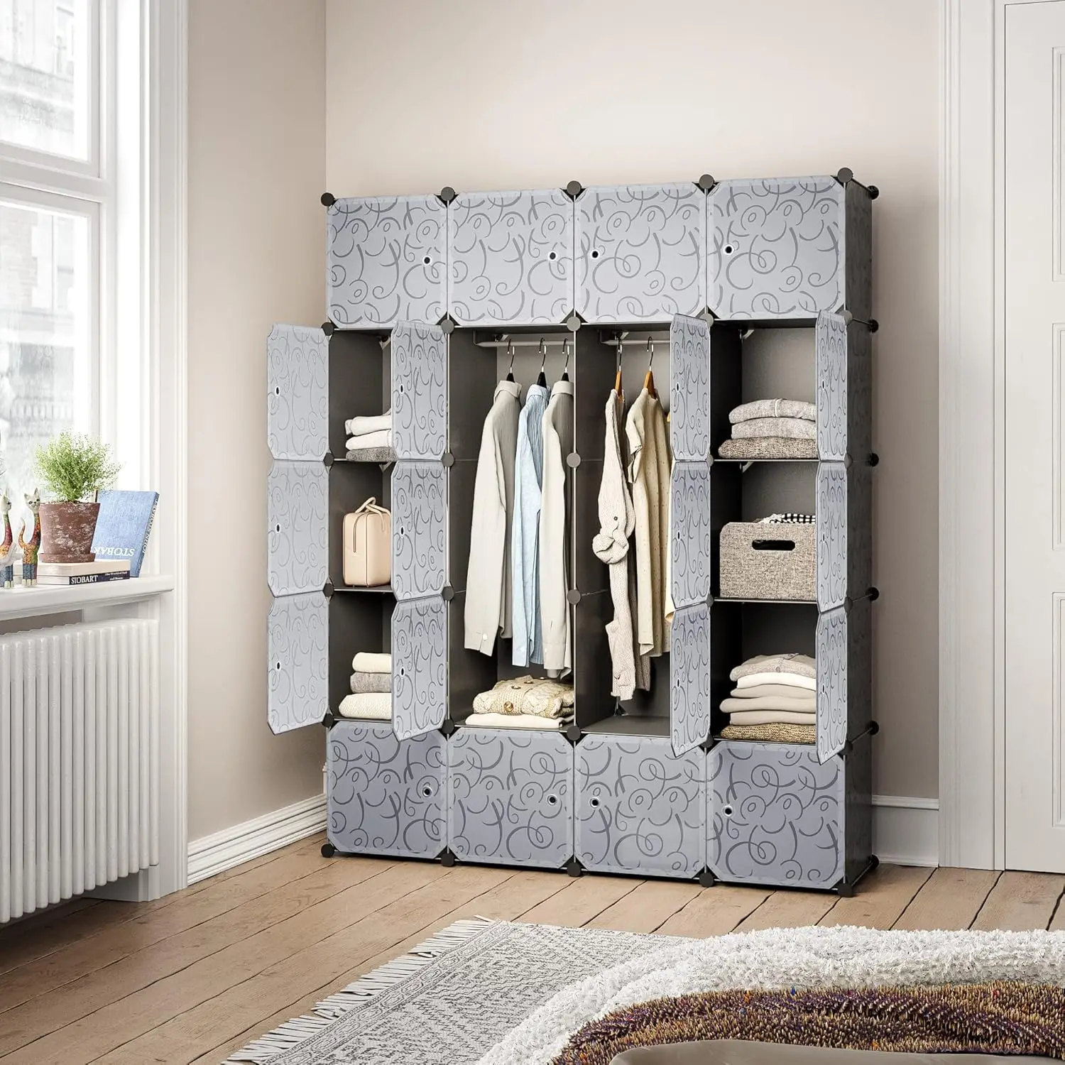 Portable, Modular, mit Rod zum Selbermachen, Kleiderschrank, Combiniert, Space Saving, Plastic, Organizer, Würfel, Gardero