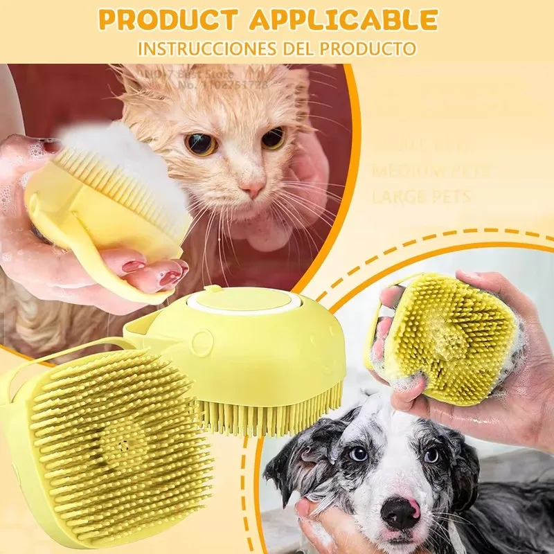 แปรงอาบน้ําสุนัขซิลิโคนสัตว์เลี้ยงแชมพูแปรงสบู่สุนัข Scrubber Cat นวดกรูมมิ่งล้างหวียางนุ่มลูกสุนัขแปรงทําความสะอาด