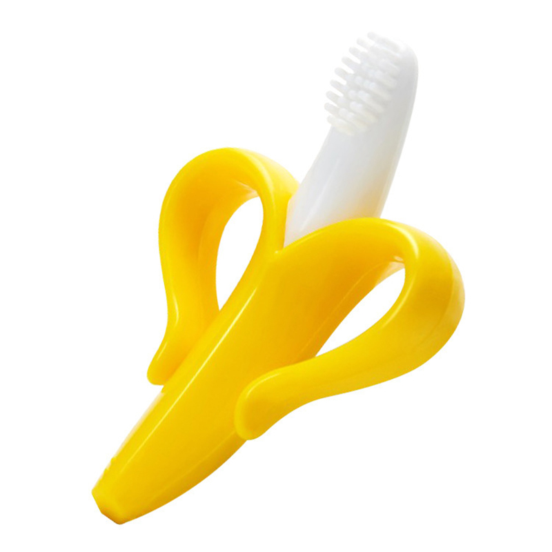 Banana bebê mordedor seguro toddle mordedor silicone bpa livre banana dentição anel mastigar cuidados dentários toot formação banana escova de dentes