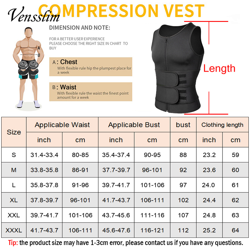 Vensslim Männer Body Shaper Taille Trainer Weste Abnehmen Hemd Sauna Schweiß Kompression Unterhemd Shapewear Fat Burner Workout Tops
