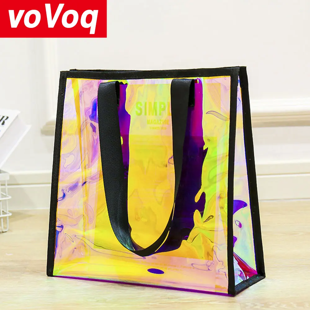 Sommer Casual Große Kapazität Transparent Bunte Wasserdichte Strand Einkaufstasche Damen Straße Handtasche Geschenk Tasche