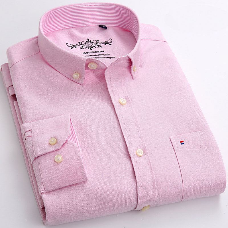 Camisa de manga larga de color sólido de tela Oxford, ropa formal informal de negocios para hombres, camisa delgada de temperamento profesional cómoda