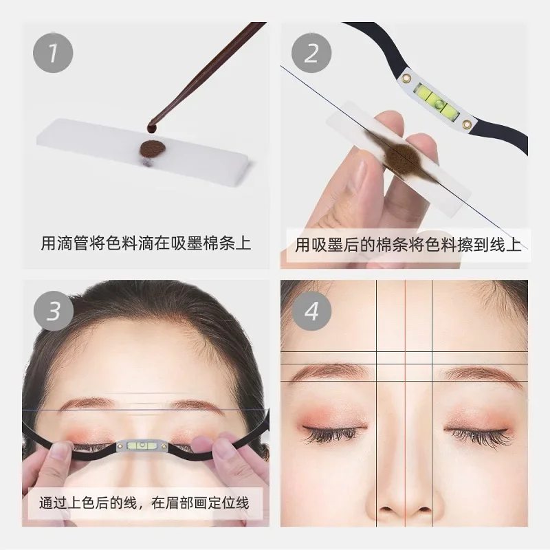 Linijka do brwi Atrament Microblading Makijaż permanentny Linijka z łukiem i strzałką Czarny pomiarowy sznurek do brwi Wstępnie tuszowany tatuaż
