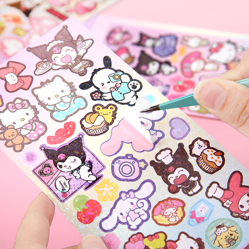 Sanrio การ์ตูน 20pcs สติกเกอร์ Pochacco Kuromi Melody Kitty Kawaii สติกเกอร์เครื่องเขียนนักเรียนของขวัญวันเกิดขายส่ง