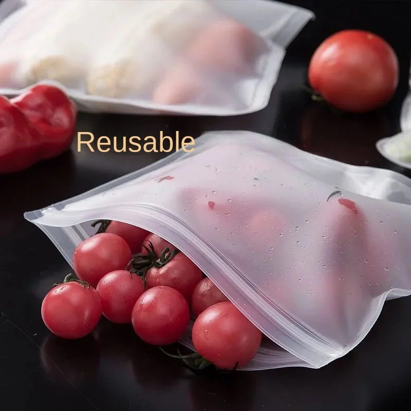 Reusable Food Storage Bags Silicone Stand Up Zip Shut Bag Leakproof Containers Cup Fresh Bag Fresh Wrap Ziplock Multifunction
