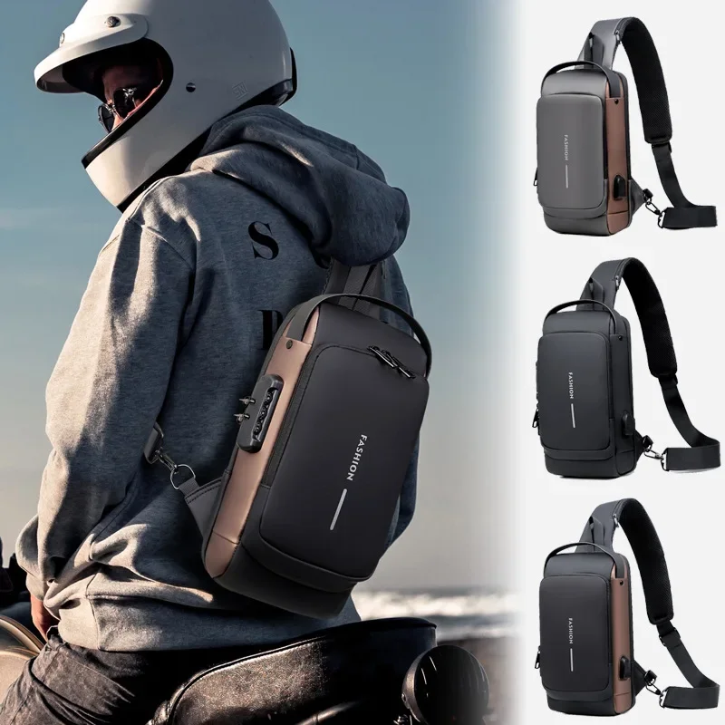 Novos homens multifuncionais anti roubo usb bolsa de ombro homem crossbody corpo viagem estilingue sacos peito pacote mensageiro pacote