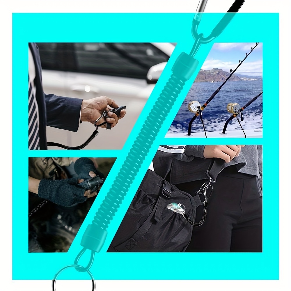 Spring Coil Keychains,Retractable Wrist Strap Safety Rope,8.46" To 47" Extendable,with Carabiner and Ring,Built-in Steel Wire