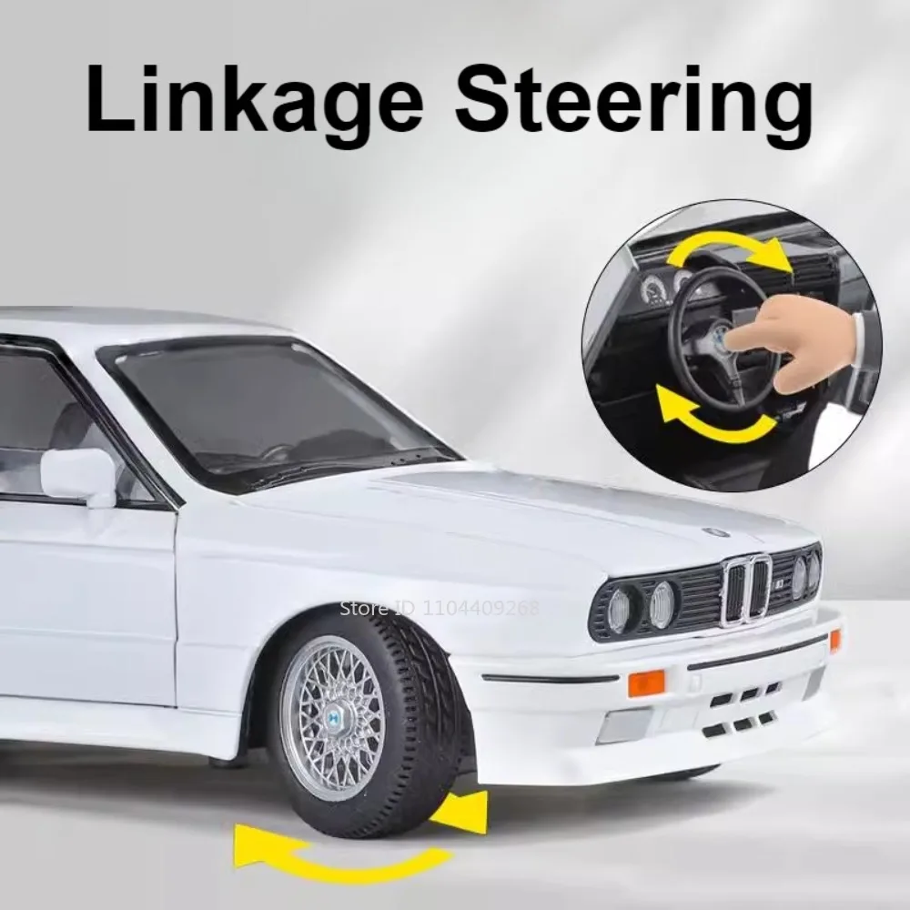 Skala 1:24 M3 M4 Model samochodu zabawkowego Alloy Diecast Gumowe opony Otwarte drzwi Miniaturowe światło Dźwięk Modele pojazdów Prezenty świąteczne dla dzieci