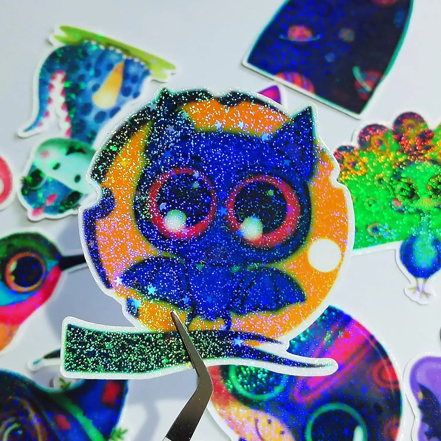 50 hojas de papel adhesivo holográfico con estrellas de arena, superposición holográfica transparente con purpurina, película de laminación en frío, suministros de arte autoadhesivos