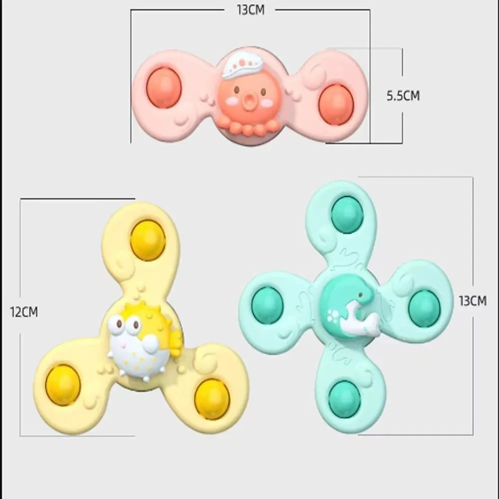 3 ชิ้น/เซ็ตของเล่นเด็กตลกชุดว่ายน้ํา Sucker Spinner ดูดถ้วยการ์ตูน Rattles Fidget ของเล่นเพื่อการศึกษาเด็ก