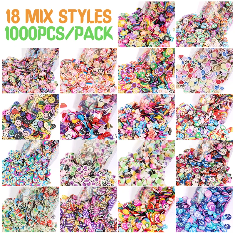 1000 Viên Pha Động Vật Trái Cây Lá Hoa Đất Sét Chất Độn Nhựa Chống UV Epoxy Khuôn Trám Răng Cho DIY Trang Sức Làm Móng Nghệ Thuật đồ Trang Trí