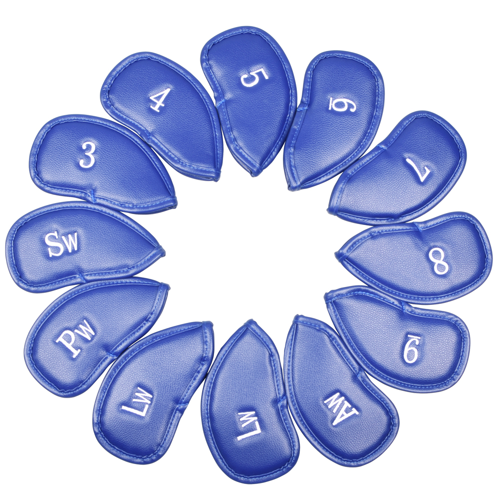 12 unids/set portátil PU Golf Club cubiertas de cabeza de hierro Protector de cabeza de Golf conjunto de cubierta de cabeza de hierro de Golf