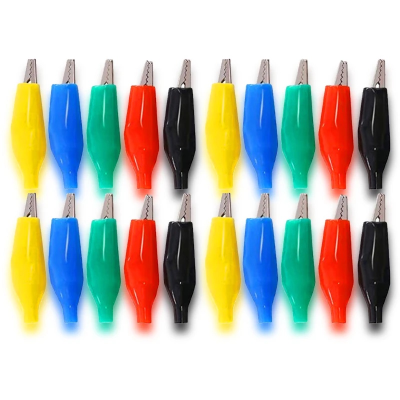 Grampo pequeno do jacaré, 5 cores, poder pequeno, segurança, ferro, instrumento, grampo, fixo, 28mm, 20pcs