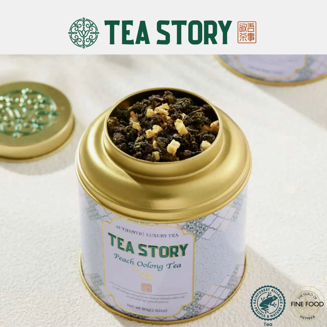 Tea Story Peach Oolong Tea [Weight Management] Cold Brew Fruit Infusion, Deluxe can 80g