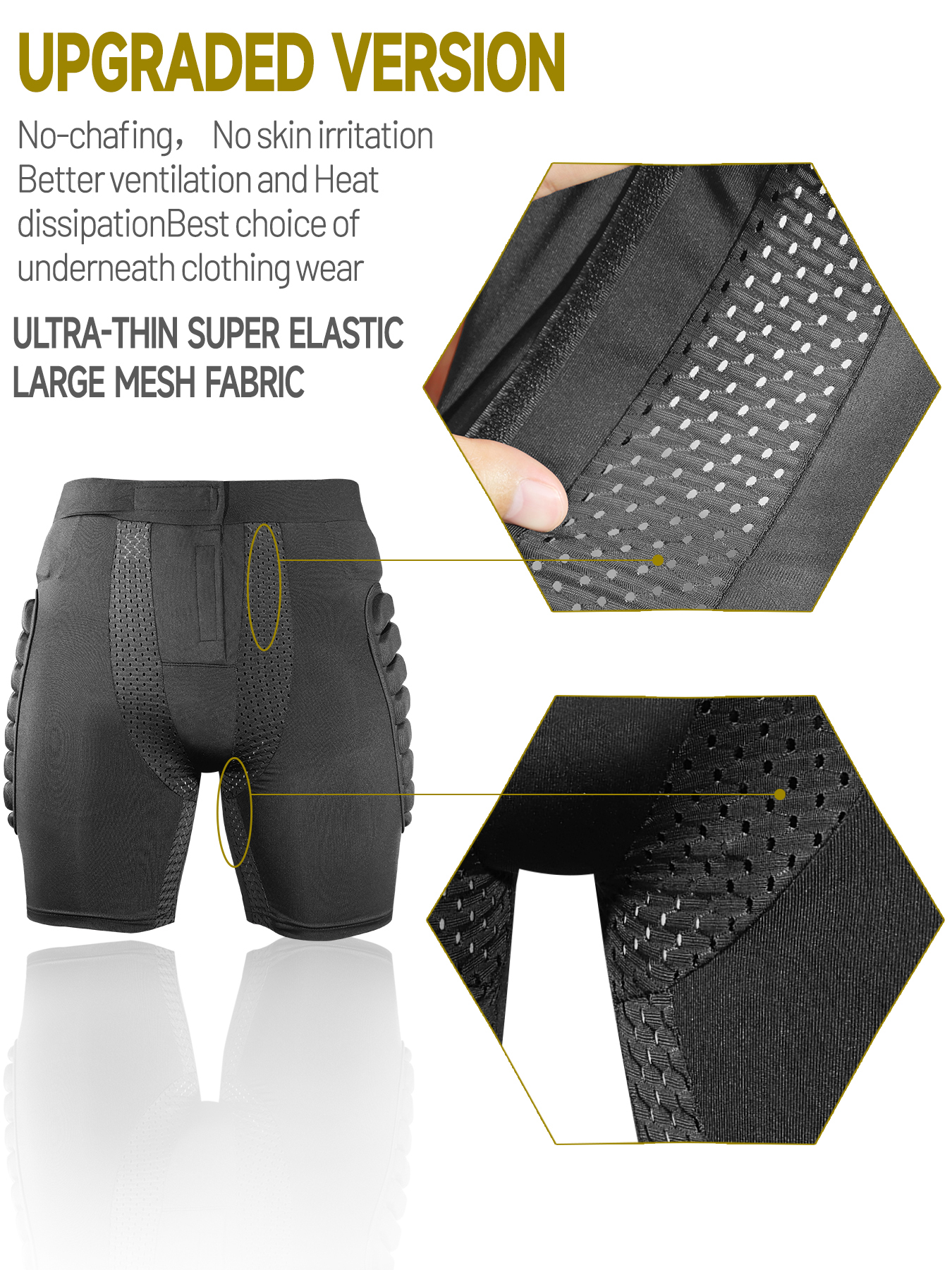 AVIVOR Pads Shorts Pantalones cortos de protección 3D para snowboard y esquí Almohadilla de protección de cadera deportiva unisex