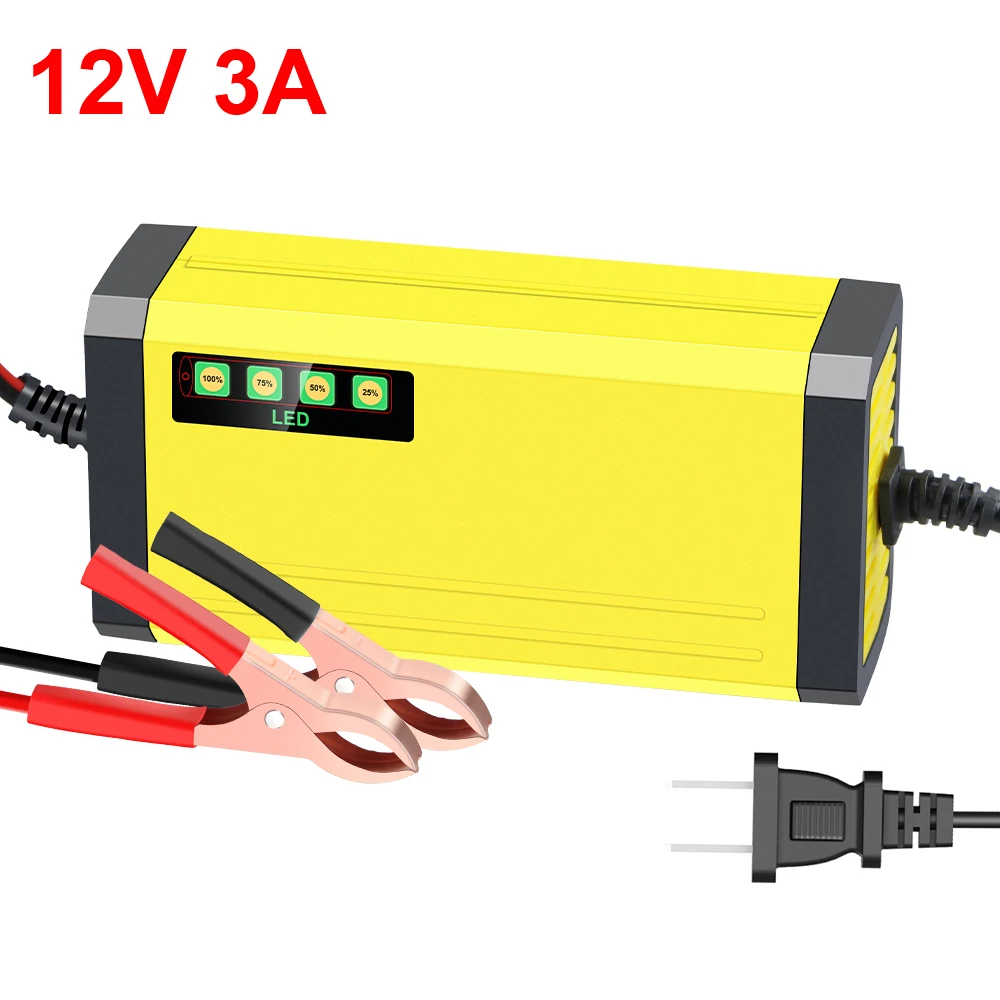 Auto-Batterieladegerät, 220 V Power Puls, Reparatur-Ladegerät, Moto-LKW-Batterieladegerät, 12 V, 2 A, Nass- und Trocken-Blei-Säure-Batterie, LED-Anzeige