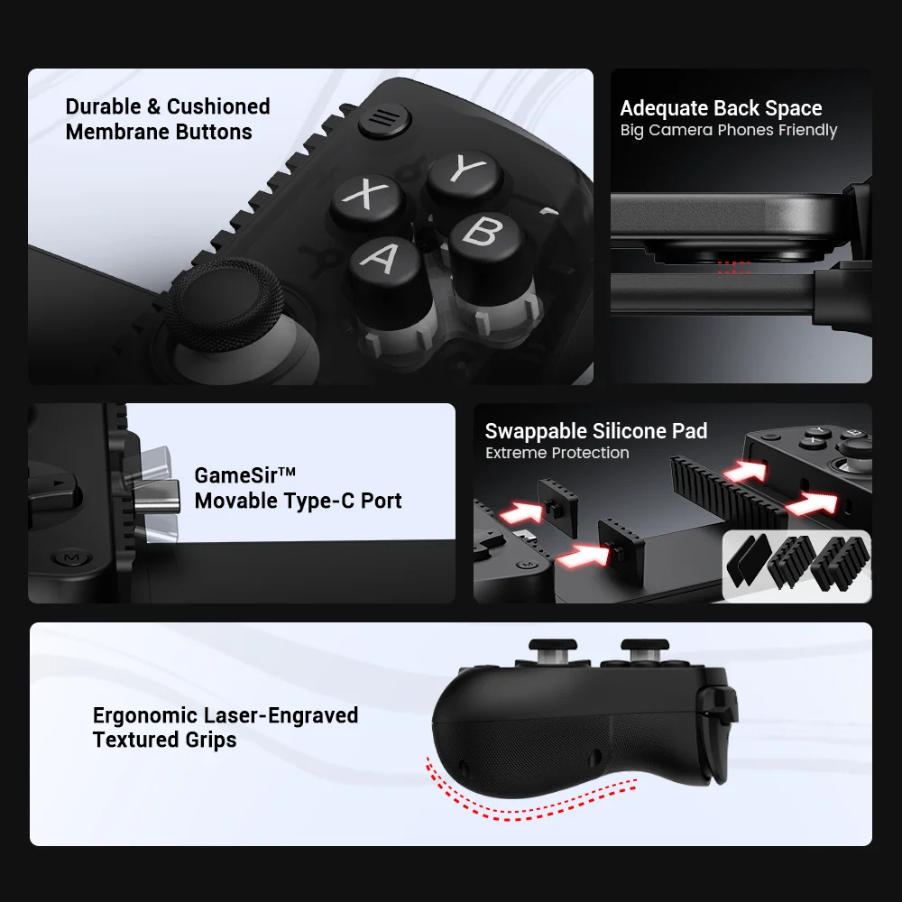 GameSir X5 Lite Type-C Android Ios Мобильный игровой контроллер Mando para Móvil Геймпад Подвижный порт Type-C Сменный силиконовый коврик