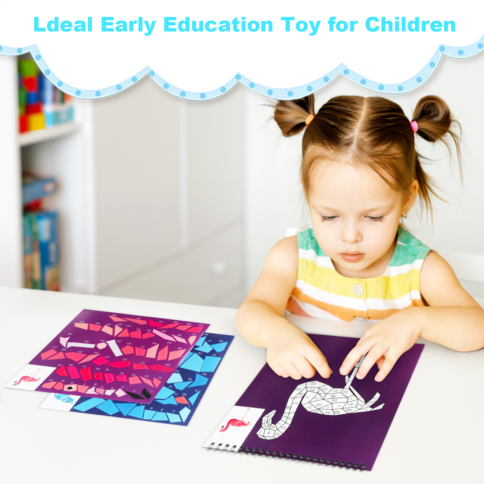 1 個のステッカーブッククラフト、対象年齢 4 ～ 8 歳、頭脳ゲーム、ギフト、旅行おもちゃ用の番号別ステッカー