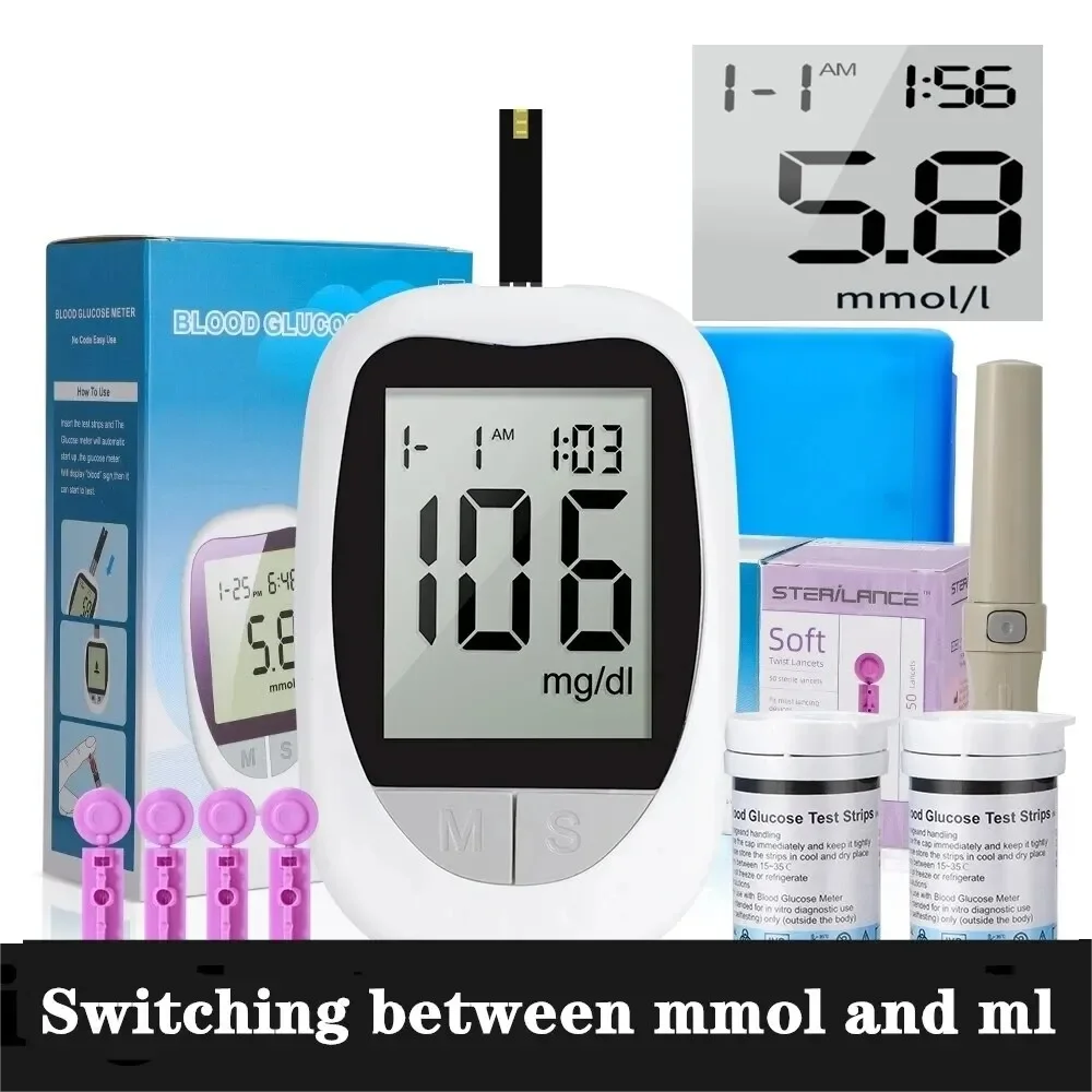 AJC เลือดกลูโคส Glucometer ชุดทดสอบโรคเบาหวาน 50/100pcs แถบ Lancets น้ําตาลในเลือดทางการแพทย์ Mg/mmol freestyle libre