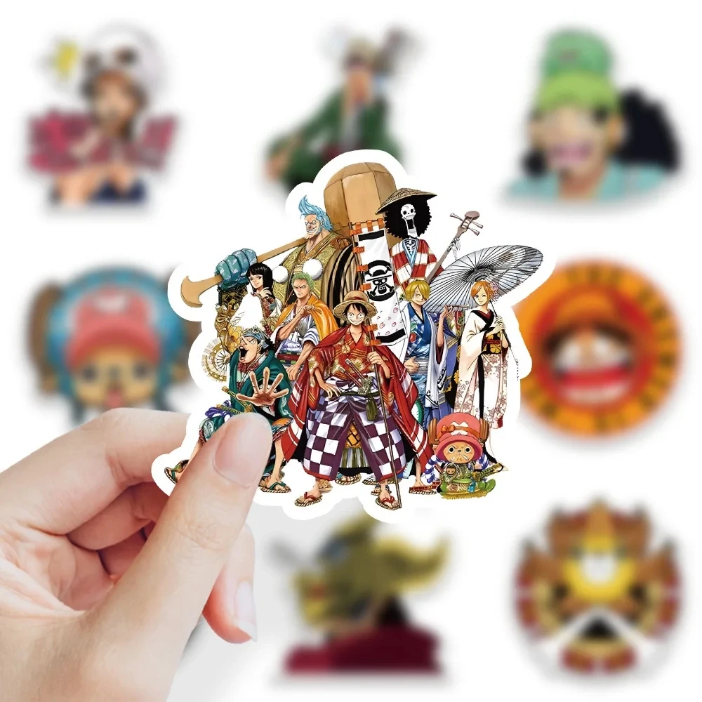10/30/50pcs 원피스 스티커 애니메이션 Luffy 만화 데칼 낙서 DIY 노트북 오토바이 스케이트 보드 전화 방수 어린이 장난감