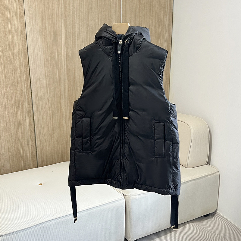 Schinteon femmes 90% duvet de canard blanc gilet avec capuche décontracté sans manches veste Simple couleur unie mode automne hiver haut 2025