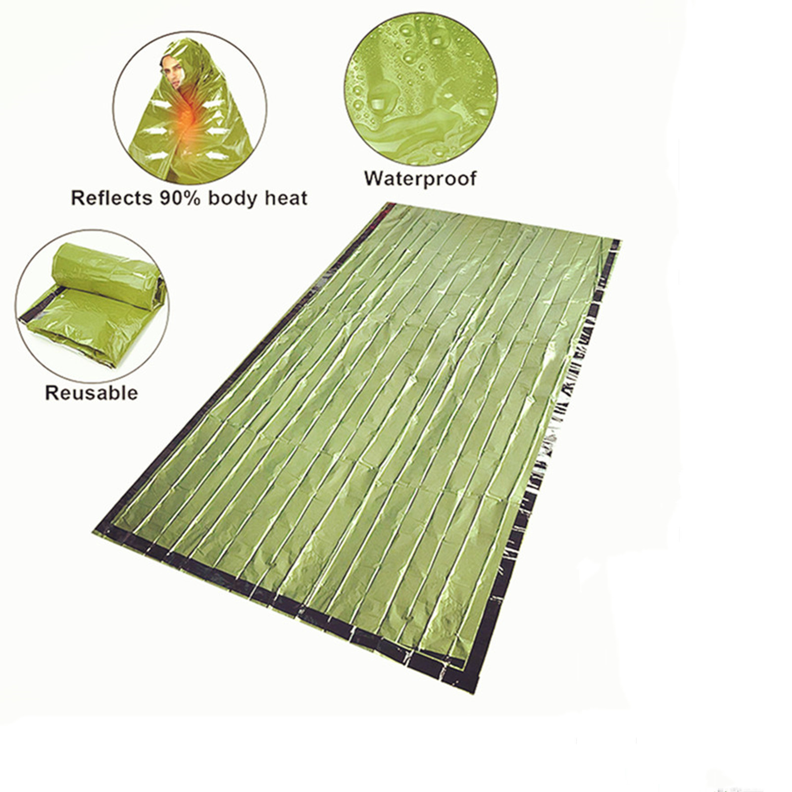 Tragbarer wasserdichter Notfall-Überlebens schlafsack im Freien edc Camping ausrüstung Thermos ack Erste-Hilfe-Rettungs set Mylar-Decke