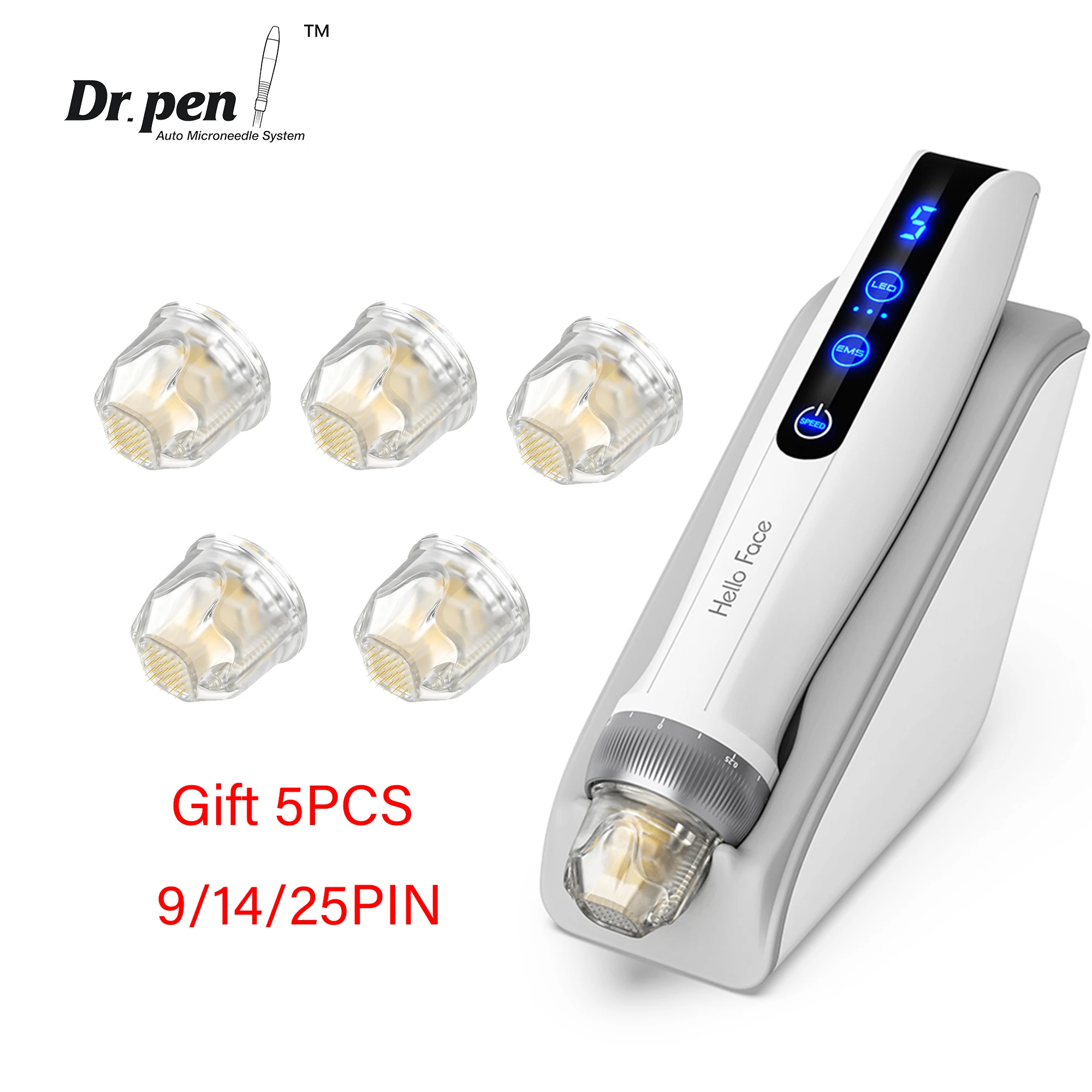 Dr-マイクロニードルデバイス,電気宝石用,赤と青のライト,自動血清,バイダーマペン,4 in 1,q2