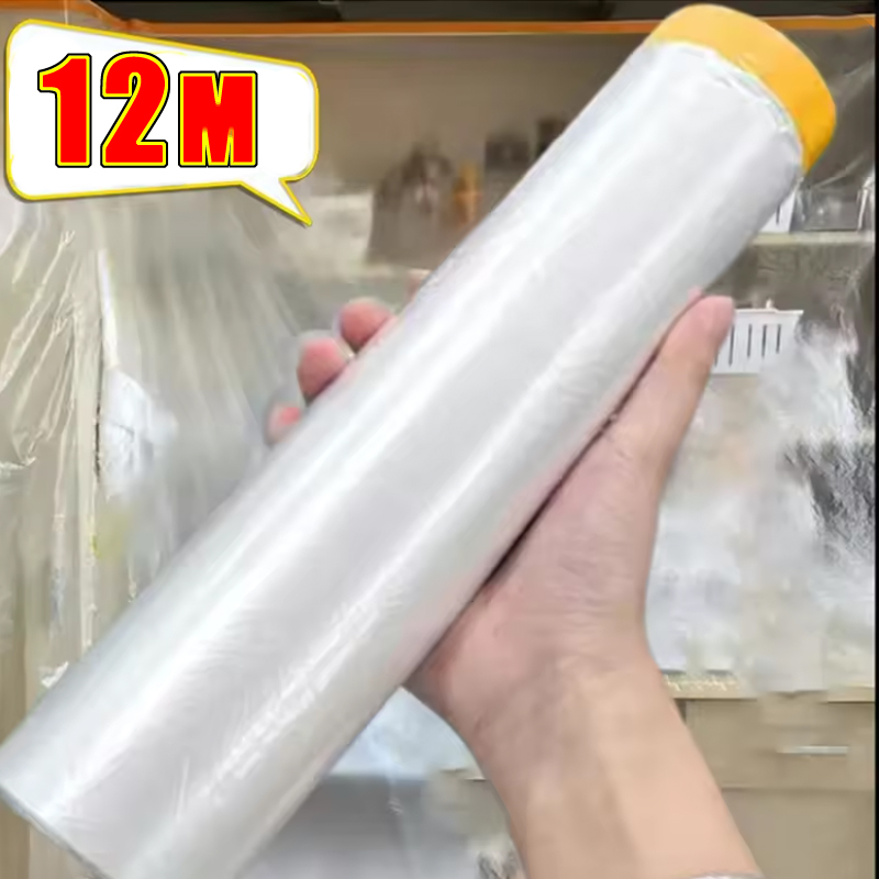 12M Möbel Staubdicht Schutz Film Selbstklebende Kunststoff Masking Film Auto Schönheit Reparatur Masking Film Dekor Wand Farbe Abdeckung