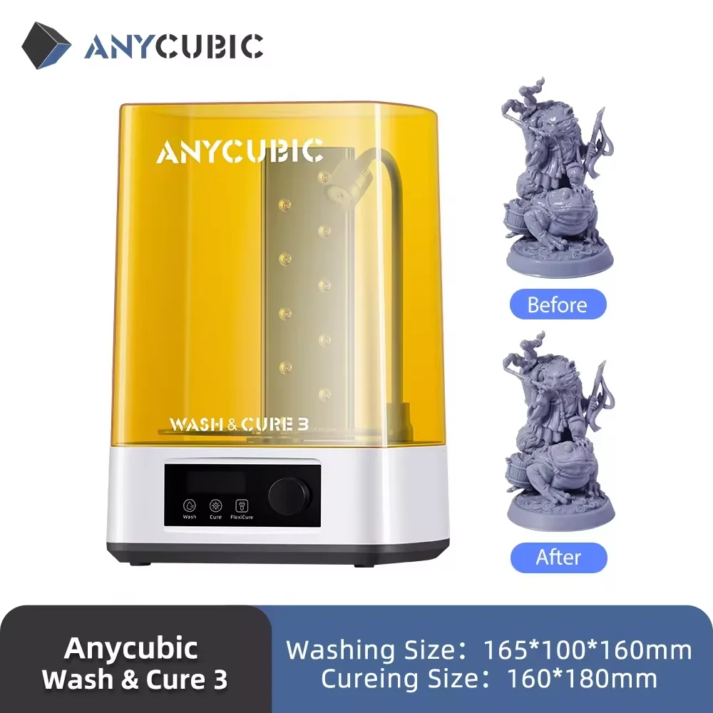ANYCUBIC Wash & Cure 3 For Mars Photon Mono 2 LCD SLA DLP Impressora 3D Modelos UV Rotary Cura Resina Máquina De Limpeza 2 em 1