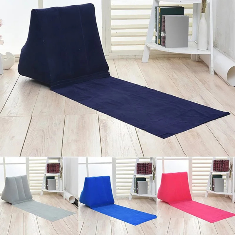 PVC Inflatable Beach Mat Outdoor Beach Triangle Cushion Foldable Portable Moisture Proof With Pillow Flocked Single Cushion
