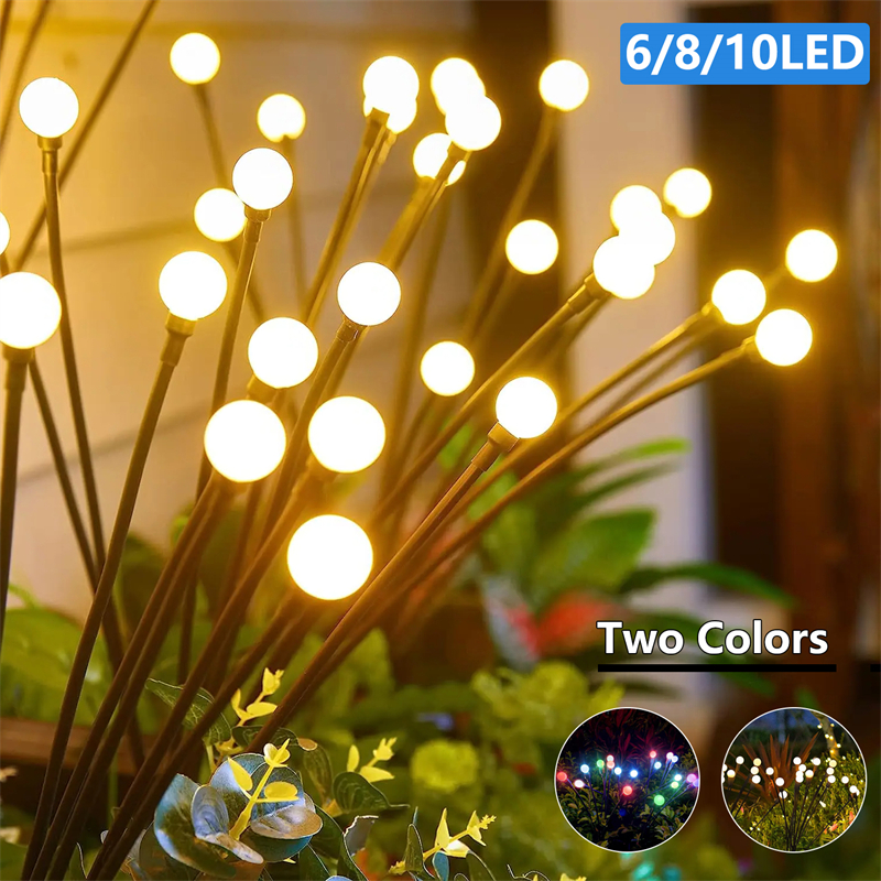 6/8/10 LED Luzes de jardim solares alimentadas luzes de vaga-lume decoração de jardim ao ar livre luzes de paisagem fogos de artifício lâmpadas de gramado