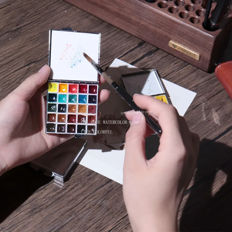 Leere Tragbare Aquarell Farbe Box Metall Aquarell Sub-verpackung Box Pigment Feuchtigkeitsspendende Box Skizze Malerei Kunst Liefert