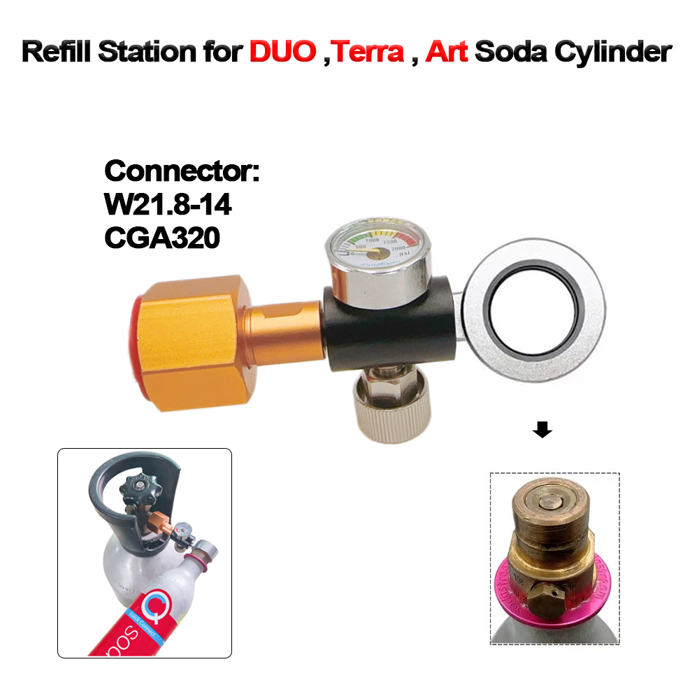 CO2 Refill Adapter Charge Adaptor for Filling Sodastream DUO Terra Art Pink Gas Cylinder Canister Bottle
