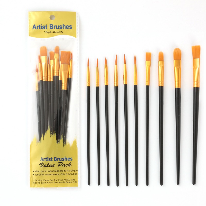 Plastic pole oil painting brushes acrylic painting brushes tools art supplies supplies drawing 10pcs/bag School office supplies