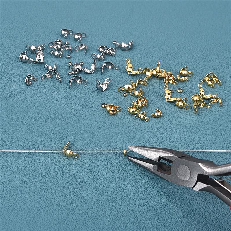 Aço inoxidável Friso End Beads, Gold Color Connector Fecho, Achados Kit, DIY Pulseira e Colar, Jóias Fazendo Suprimentos, 100pcs por lote
