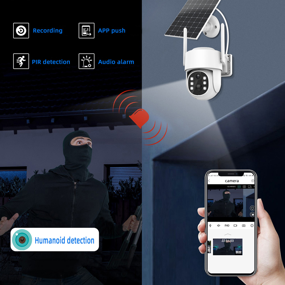 ICSEE Solar Wireless Camera Wifi Outdoor 4MP Surveillance IP CCTV With battery and Solar Panel 360 PTZ Security Protection