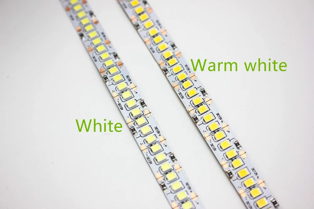 1/2/3/4/5 m/lot 10mm PCB 2835 SMD 1200 LED bande DC12V 24 V ip20 Non étanche lumière Flexible 240 LED s/m, blanc chaud