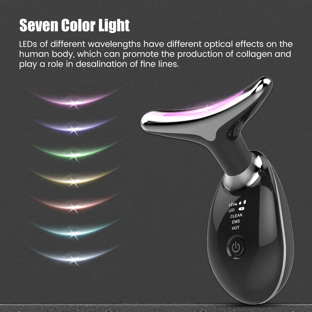 Microcurrent Face Neck Lifting Massager LED Photon Therapy Skin Tighten Massage Reduce Double Chin Anti Wrinkle Beauty Device