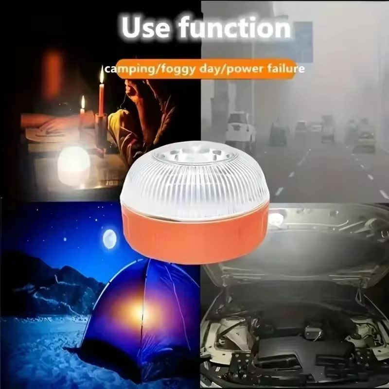 Led Car Emergency Light Flashing Warning Lamp Magnetic Induction Road Accident Light Portable Strobe Warning Light
