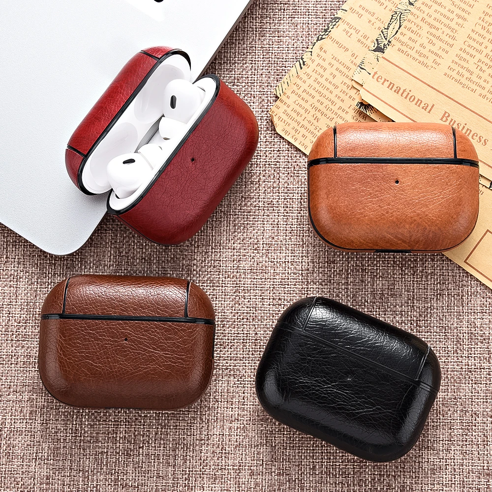 Für Airpods Pro 2 Fall Leder Business Kopfhörer Fall Headset Shell Kopfhörer Abdeckung Für Apple Air Pod 3 Pro 2nd Generation USB C