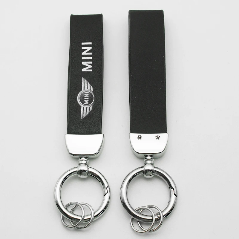 3D Metal/Leather Car Styling Keychain For MINI Cooper One S JWC R55 R56 F56 R57 R58 R59 R60 Key Chain Key Rings Auto Accessories
