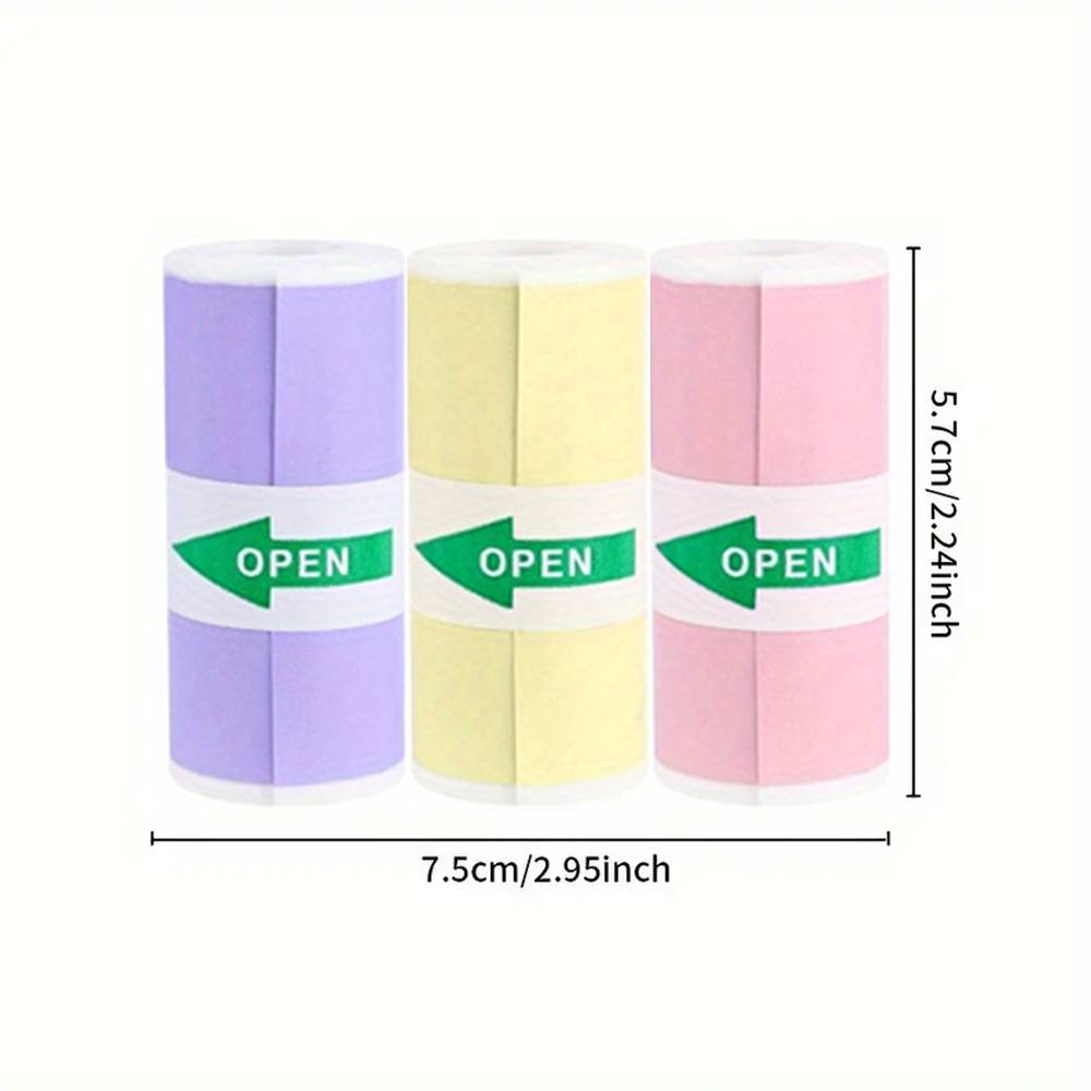 3 Rollen Mini-Druckerpapier, Thermopapier, bedruckbare Aufkleber für Taschen-Thermodrucker